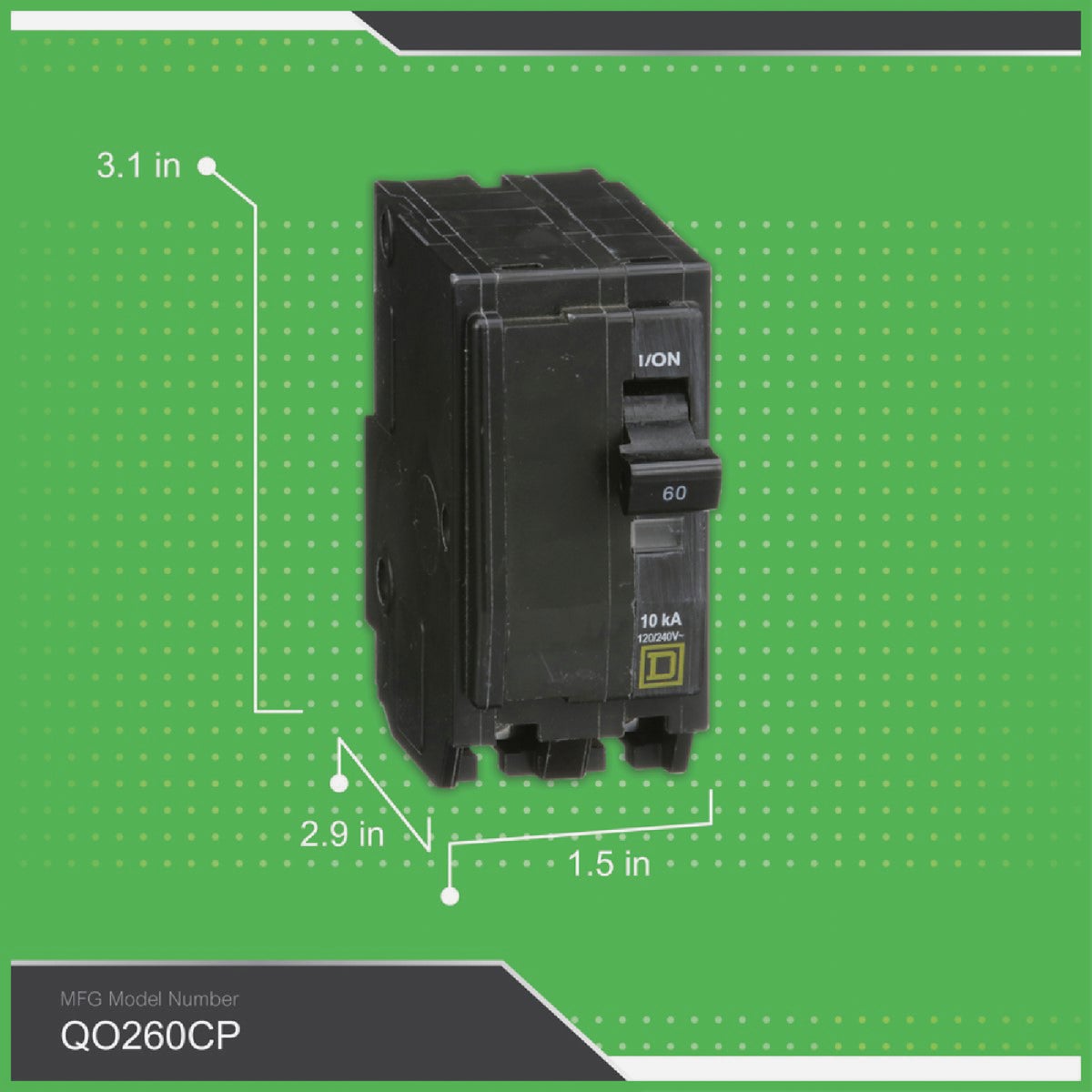 Square D QO 60A Double-Pole Standard Trip Circuit Breaker Image 2