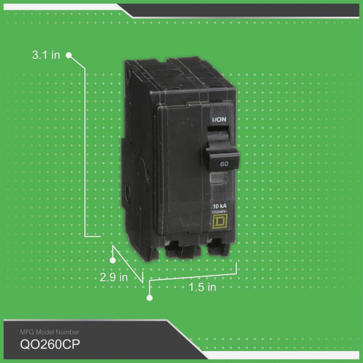 Square D QO 60A Double-Pole Standard Trip Circuit Breaker Image 2