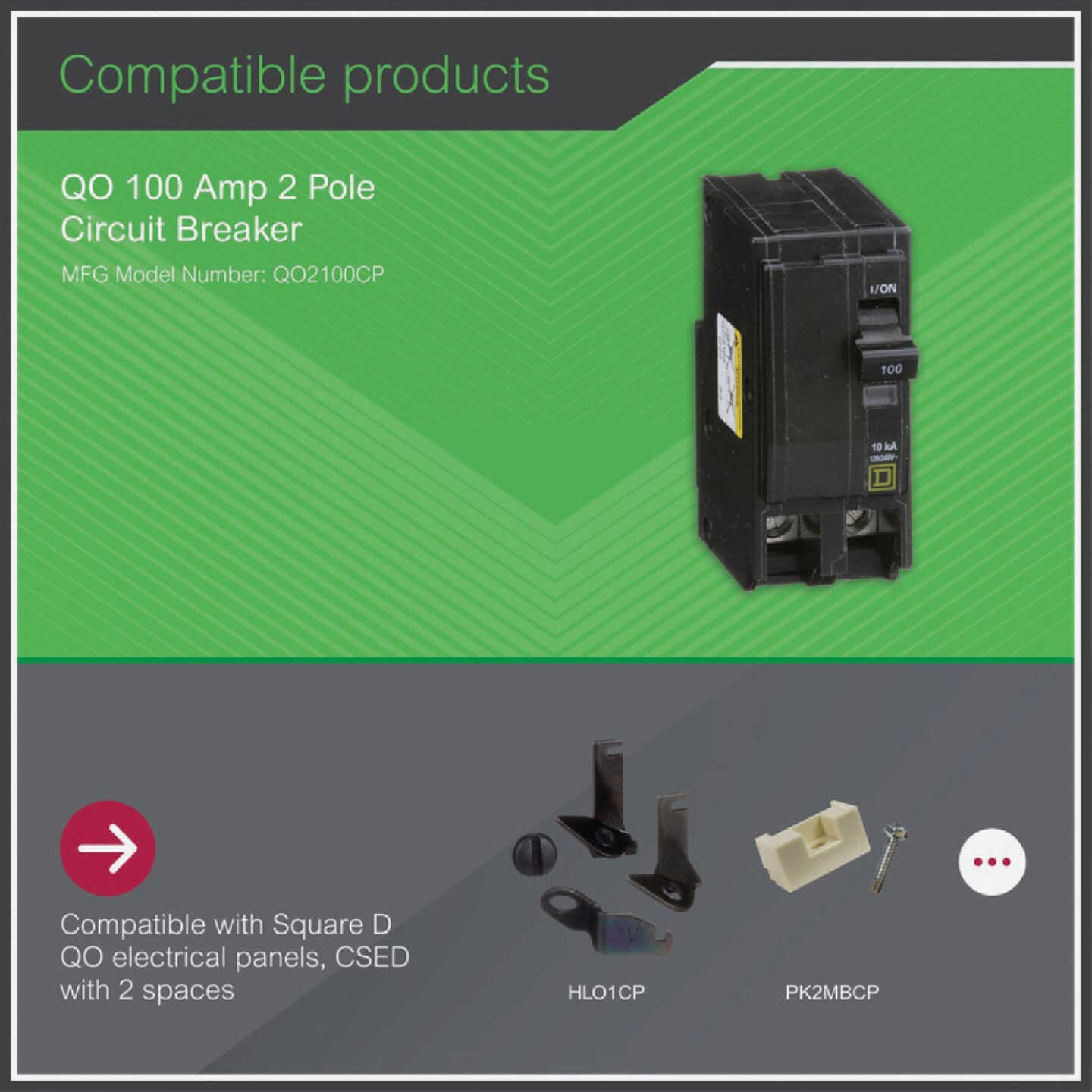 Square D QO 100A Double-Pole Standard Trip Circuit Breaker Image 4