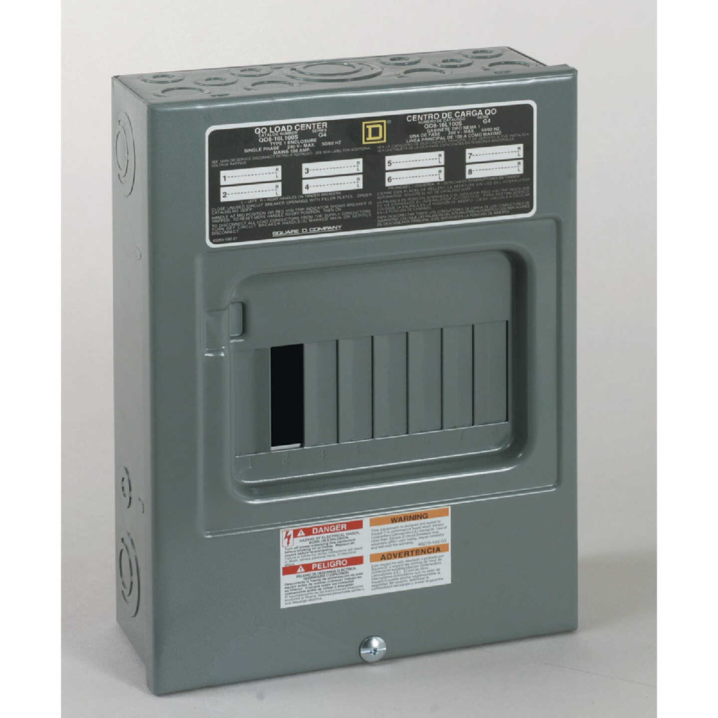Square D QO 100A 8-Space 16-Circuit Indoor Main Lug Load Center Image 1