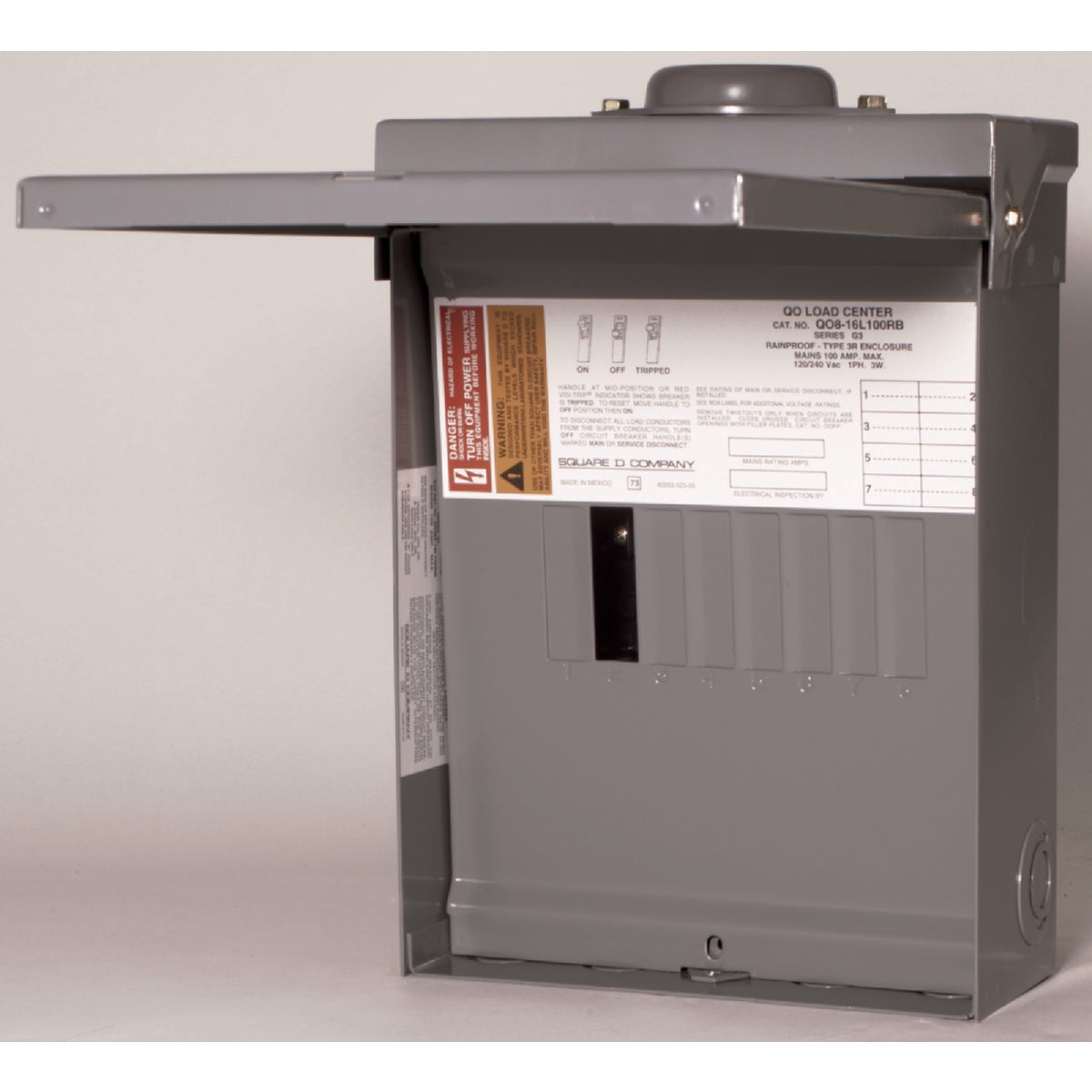 Square D QO 100A 8-Space 16-Circuit Raintight Main Lug Load Center