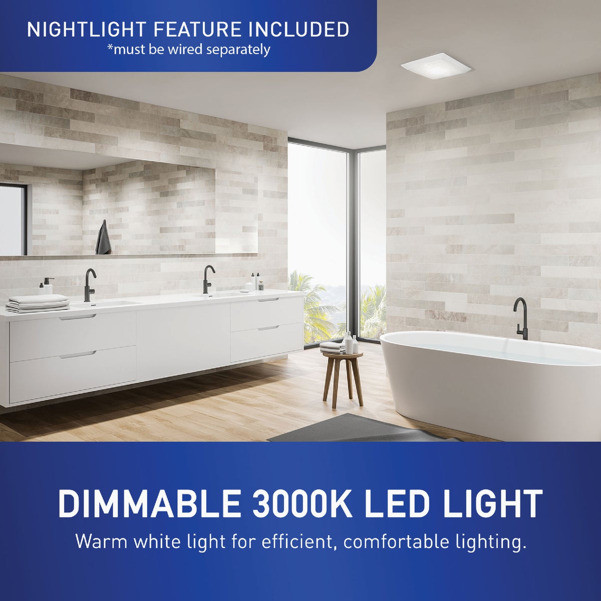 Panasonic Whisper Thin 80/100 CFM 0.5/0.9 Sones 120V Auto Bath Exhaust Fan with LED Light Image 5