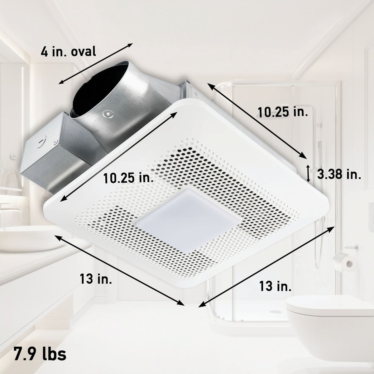 Panasonic Whisper Thin 80/100 CFM 0.5/0.9 Sones 120V Auto Bath Exhaust Fan with LED Light Image 2