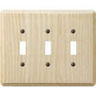Amerelle 3-Gang Solid Ash Toggle Switch Wall Plate, Unfinished Ash Image 1