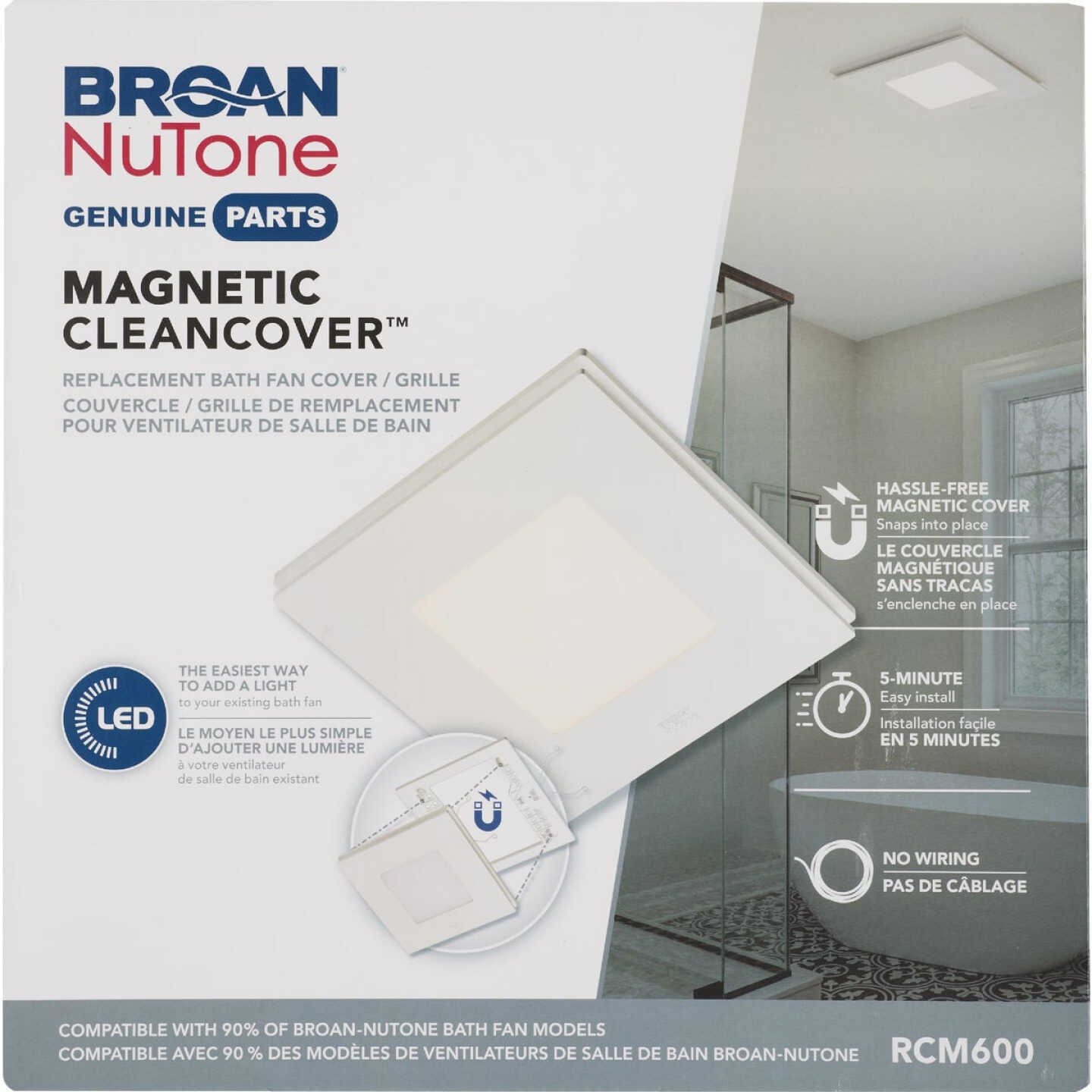 Broan-NuTone CleanCover 12 In. x 12 In. Magnetic LED Bath Exhaust Fan Grille Image 6