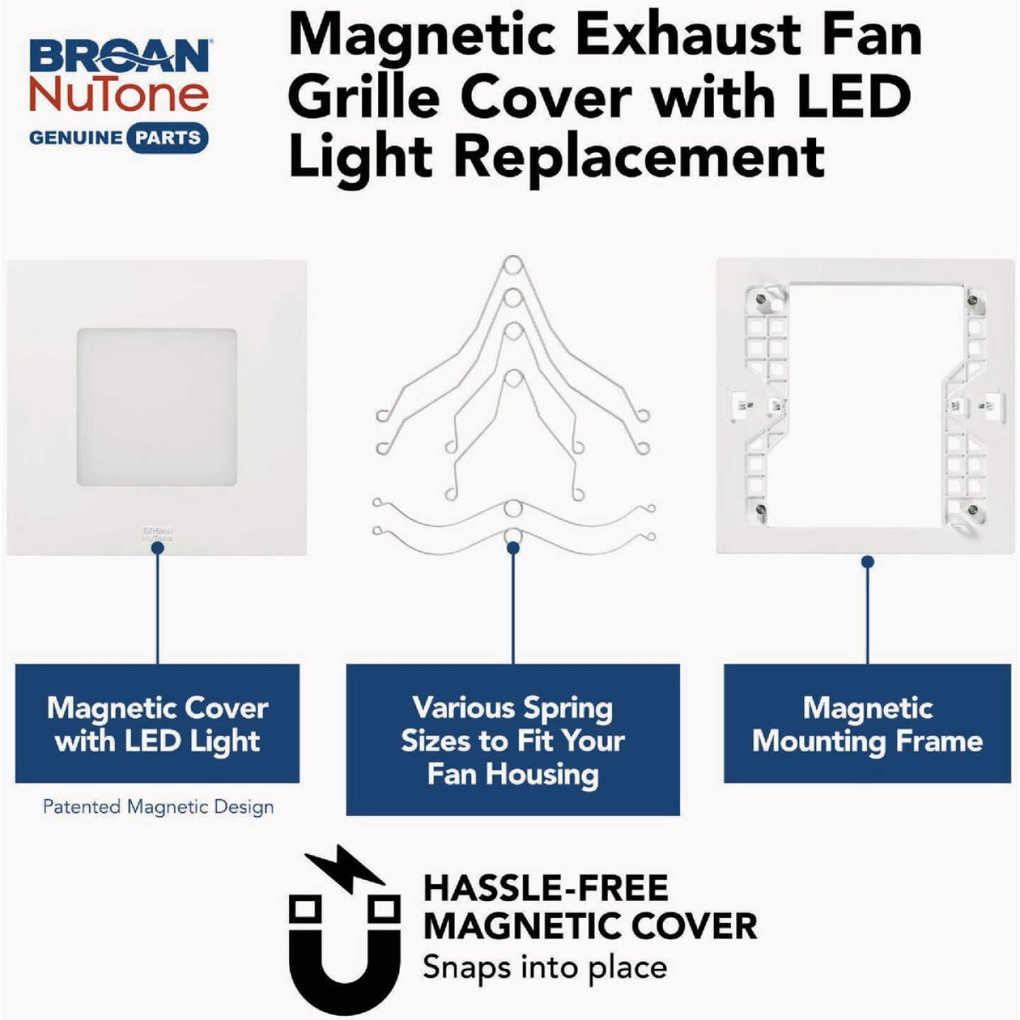Broan-NuTone CleanCover 12 In. x 12 In. Magnetic LED Bath Exhaust Fan Grille Image 3