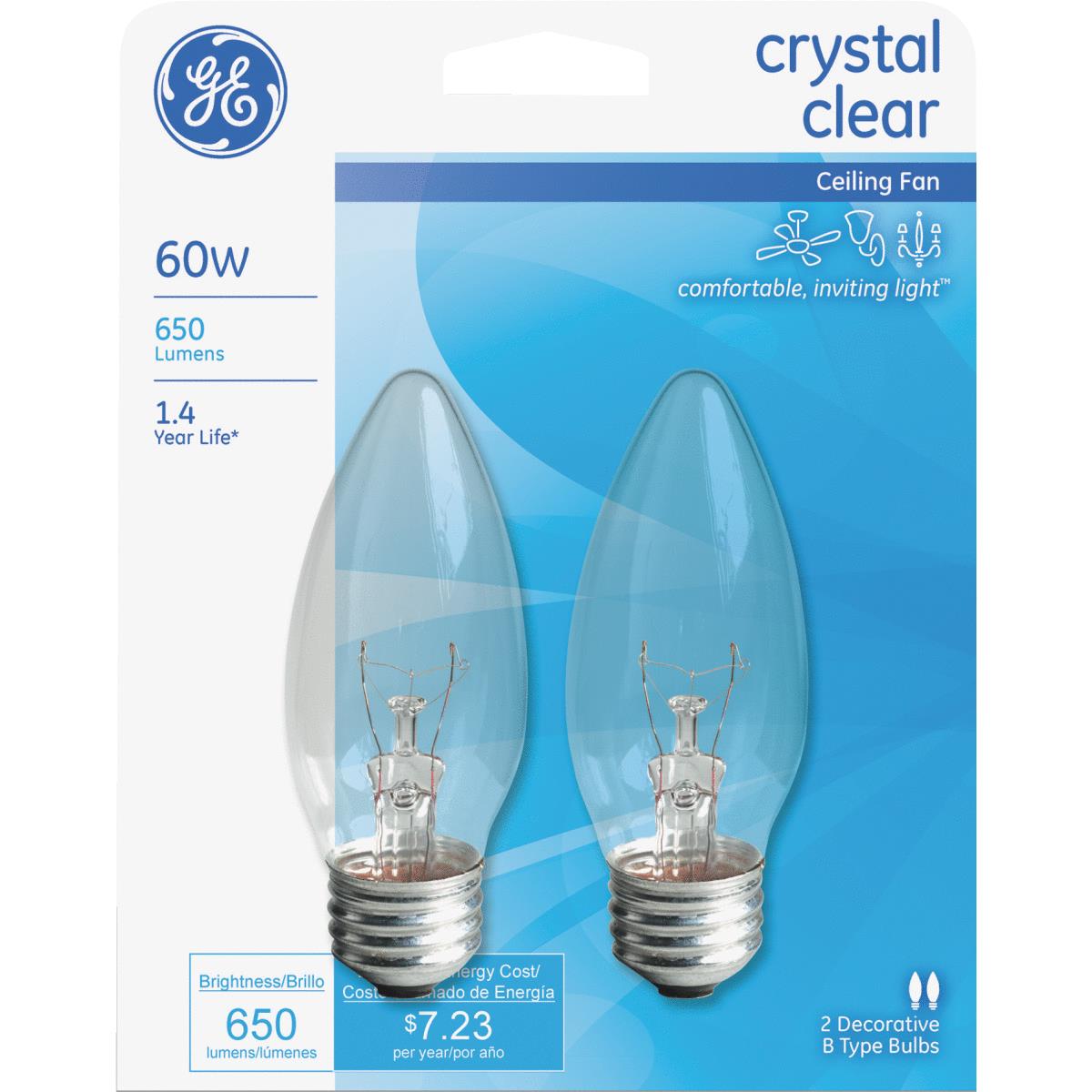 2PK 60W CLR MED FAN BULB