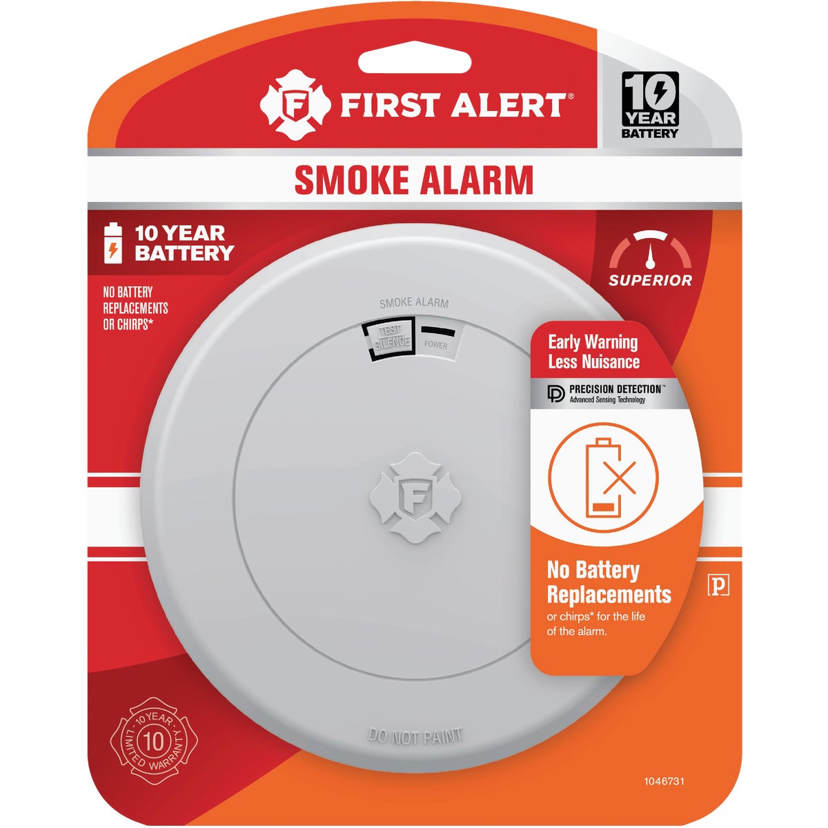 First Alert SM210 10-Year Battery Photoelectric Smoke Alarm with Slim Profile
