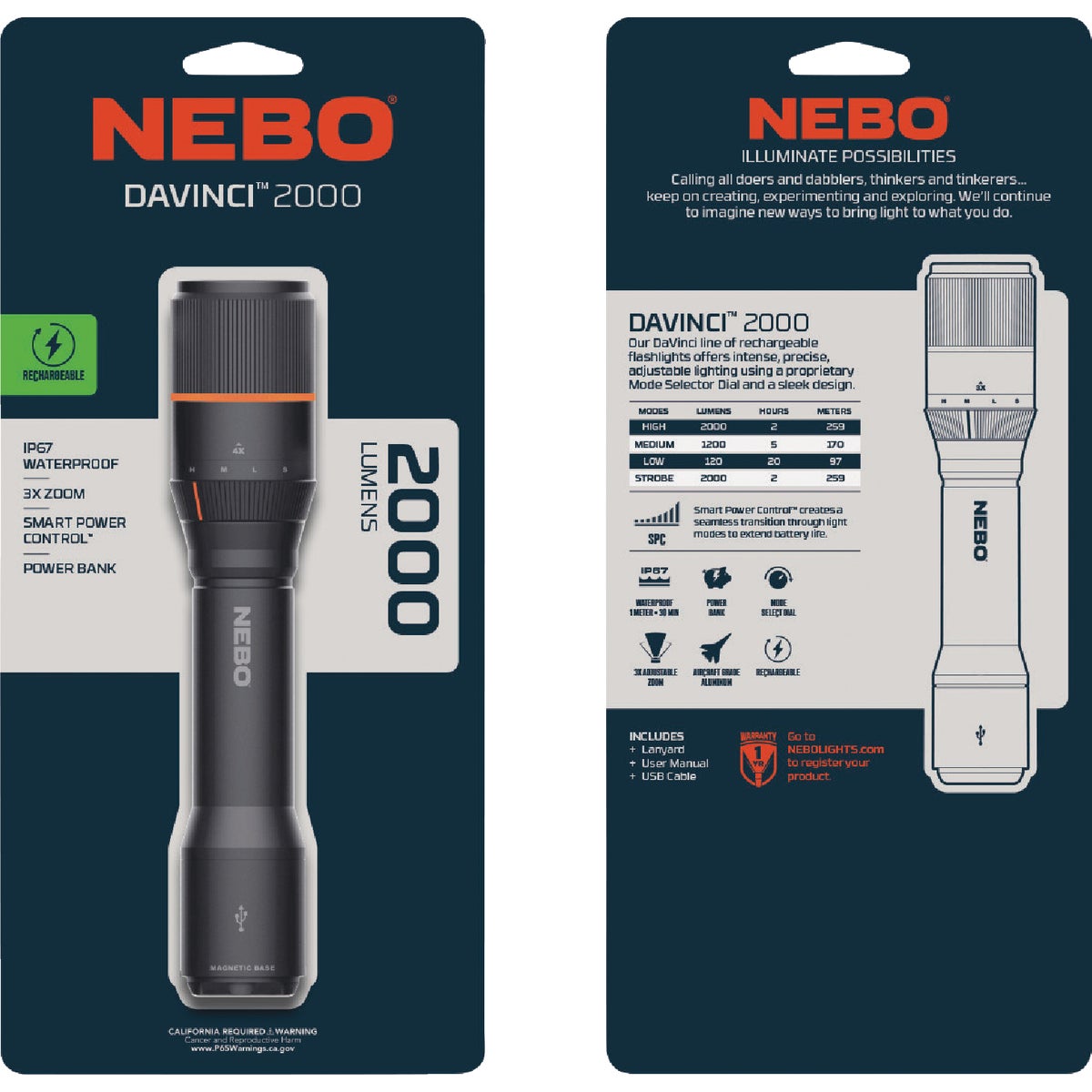Nebo DaVinci LED Rechargeable Flashlight With Power Bank Image 6