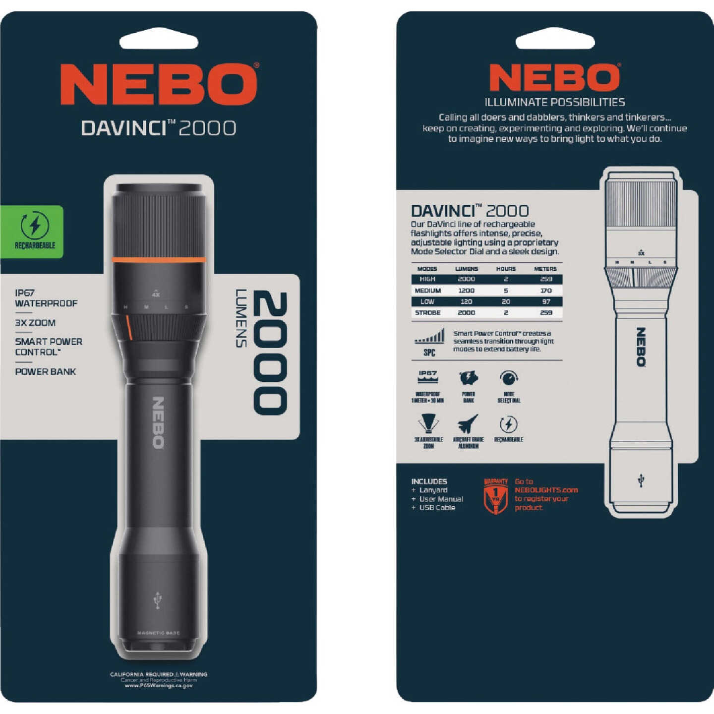 Nebo DaVinci LED Rechargeable Flashlight With Power Bank Image 6