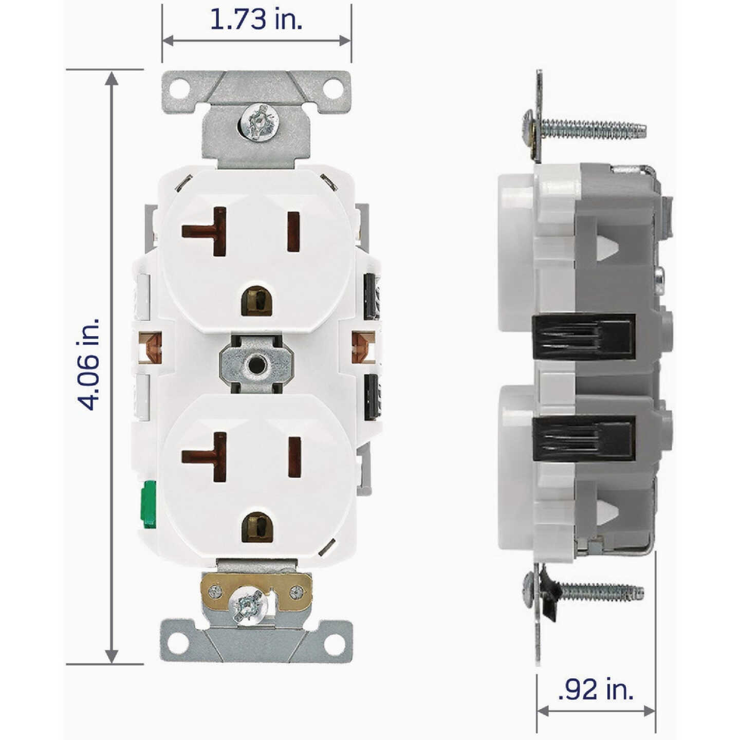 Leviton Lever Edge White 15A Commercial Grade 5-20R Duplex Outlet Image 6
