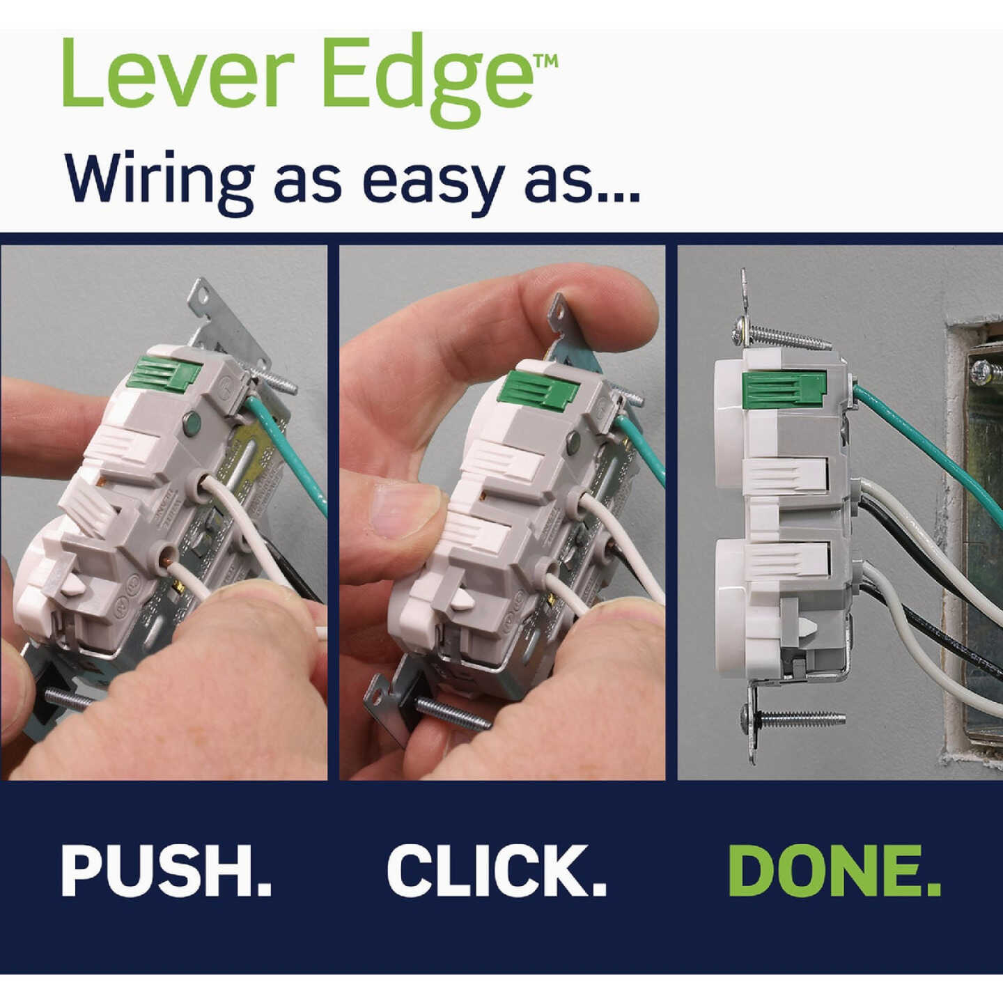 Leviton Lever Edge White 15A Commercial Grade 5-20R Duplex Outlet Image 3