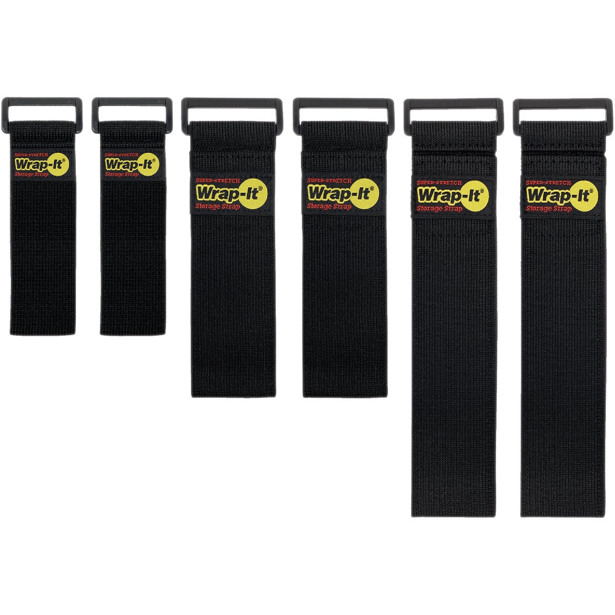 Wrap-It Storage Super-Stretch Assorted Elastic Hook & Loop Cinch Straps (6-Pack)