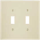 Leviton 2-Gang Smooth Plastic Mid-Way Toggle Switch Wall Plate, Ivory Image 1