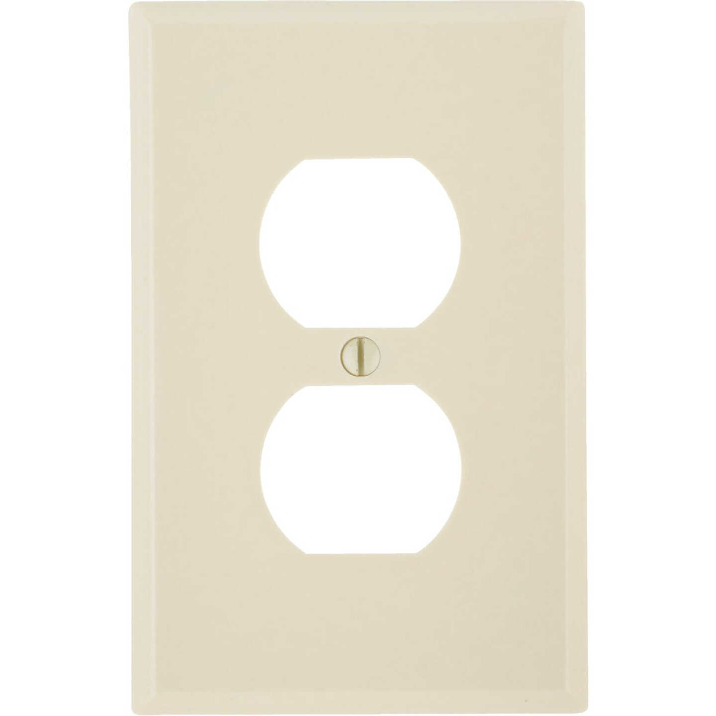 Leviton Mid-Way 1-Gang Smooth Plastic Outlet Wall Plate, Ivory Image 1