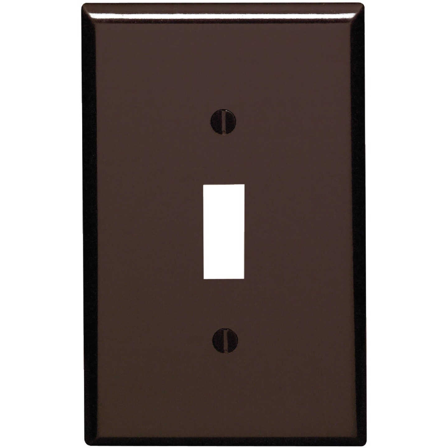 Leviton 1-Gang Smooth Plastic Mid-Way Toggle Switch Wall Plate, Brown Image 1