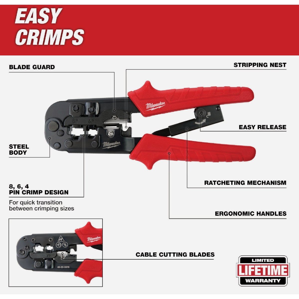 Milwaukee Ratcheting Modular Crimper & Stripper Image 2
