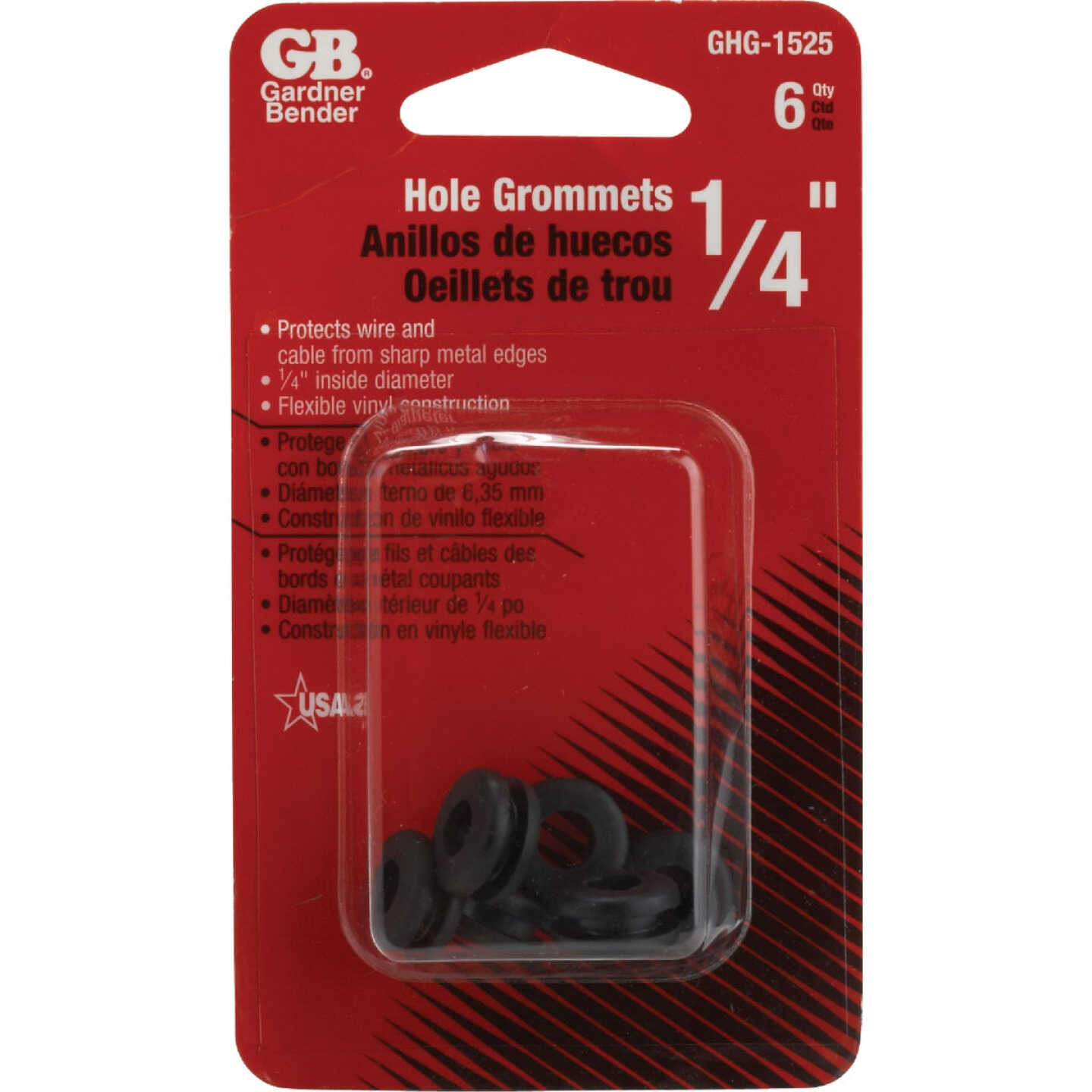 Gardner Bender 1/4 In. Flexible Black Vinyl Wire Insulation or Cording Grommet (6-Pack) Image 2