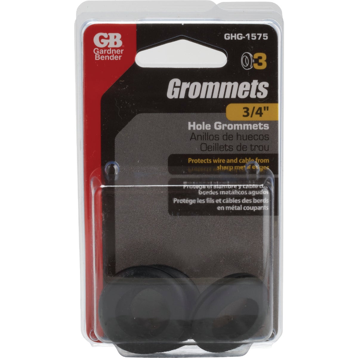 Gardner Bender 3/4 In. Flexible Black Vinyl Wire Insulation or Cording Grommet (3-Pack) Image 2