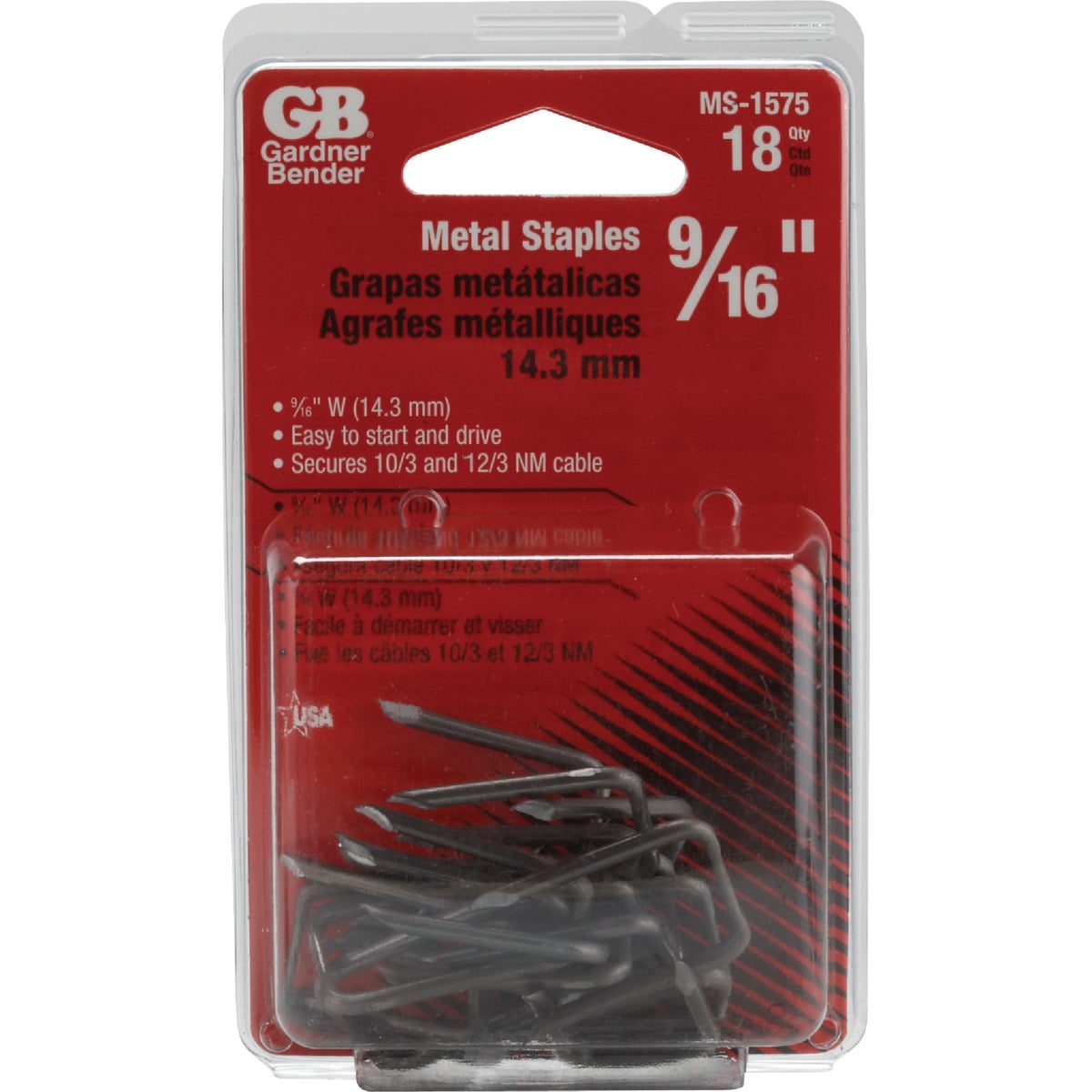 Gardner Bender 9/16 In. x 15/16 In. Carbon Steel Cable Staple (18-Count) Image 2