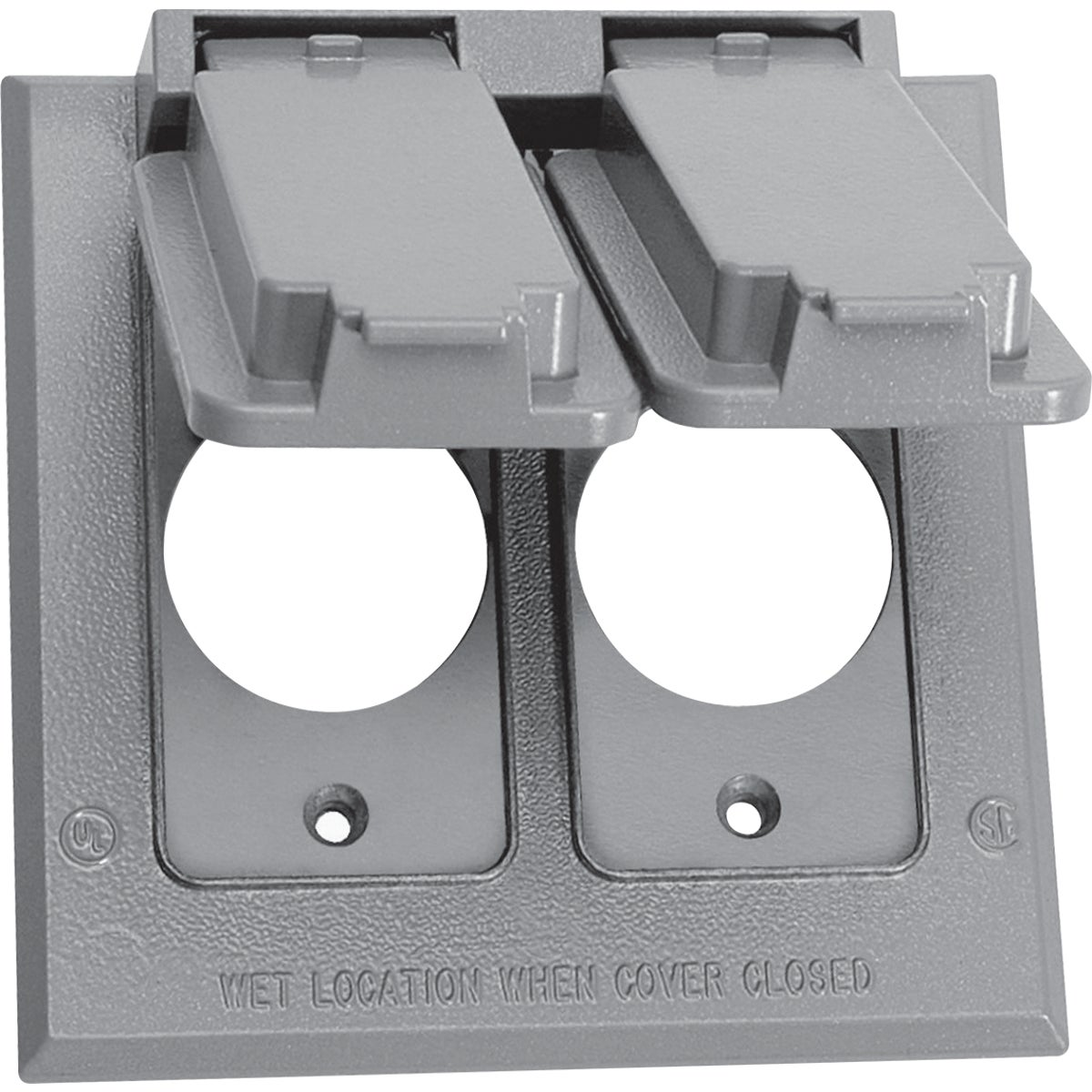 Southwire Dual Gang 1.406 In. Dia. Gray Vertical Weatherproof Single Receptacle Cover