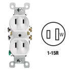 Leviton 15A White Residential Grade 1-15R Duplex Outlet Image 1