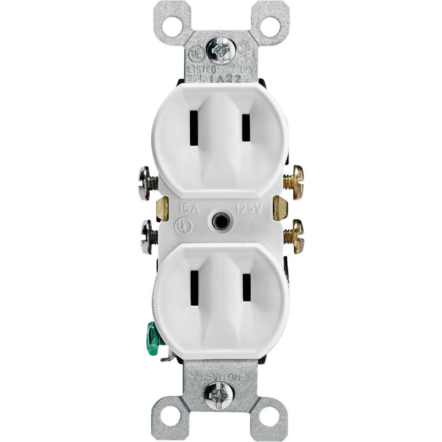 Leviton 15A White Residential Grade 1-15R Duplex Outlet Image 2