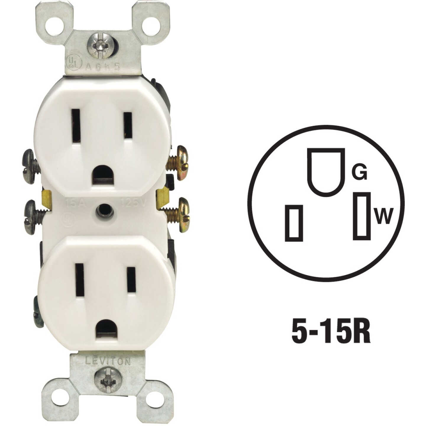 Do it 15A White Residential Grade 5-15R Duplex Outlet Image 1