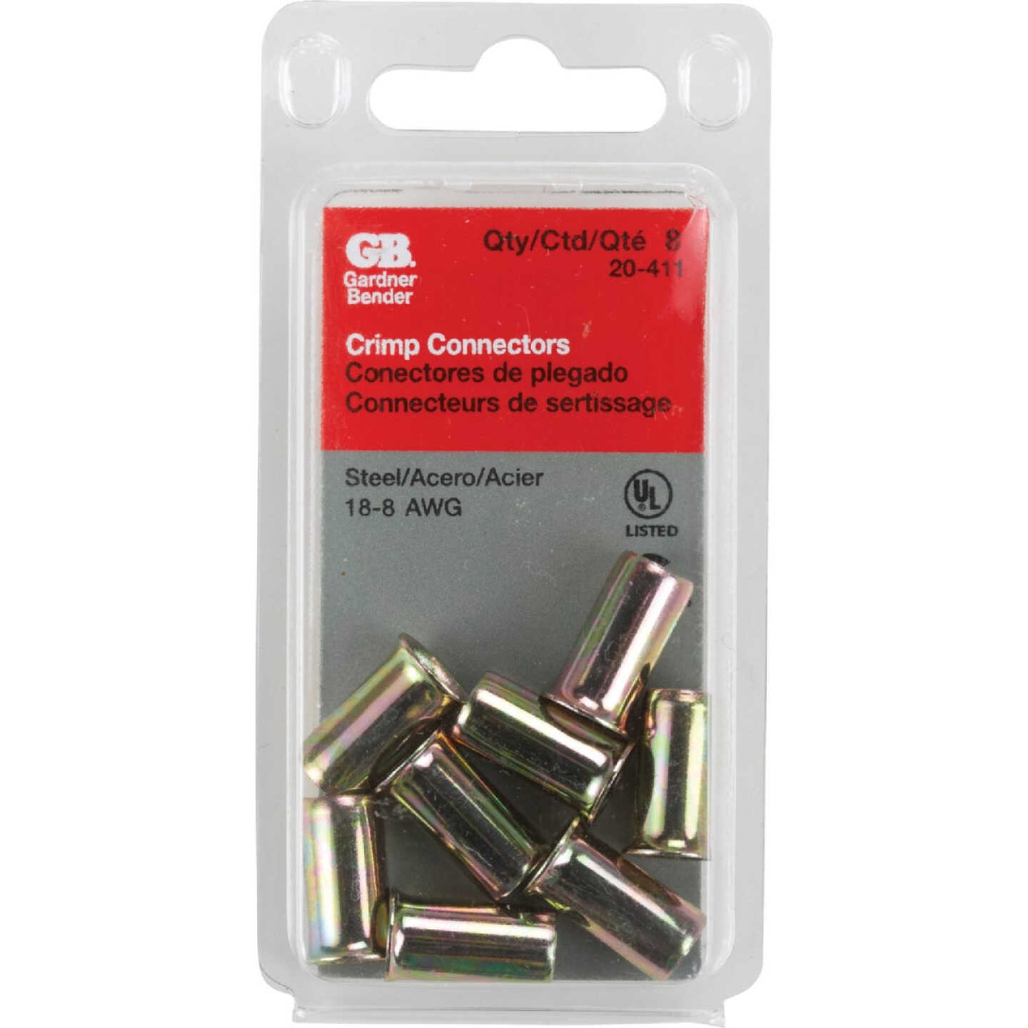 Gardner Bender 14 to 8 AWG Copper-to-Copper Zinc-Plated Steel Crimp Connector (8-Pack) Image 1