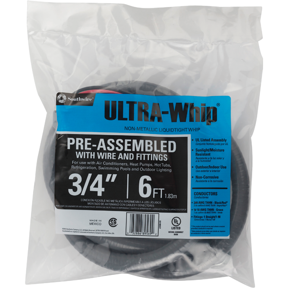 Southwire 6 Ft. x 3/4 In. Flexible Non-Metallic Pre-Wired Whip Image 2