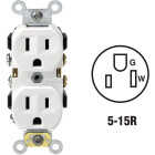 Leviton 15A White Commercial Grade 5-15R Duplex Outlet Image 1