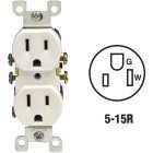 Leviton 15A White Shallow Grounded 5-15R Duplex Outlet Image 1