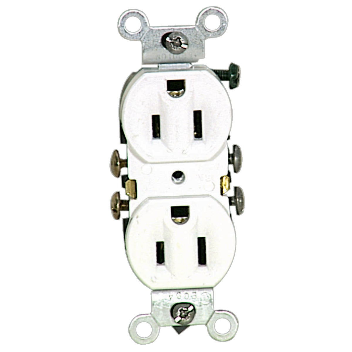 Leviton 15A White Shallow Grounded 5-15R Duplex Outlet Image 2
