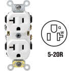 Leviton 20A White Heavy-Duty 5-20R Duplex Outlet Image 1
