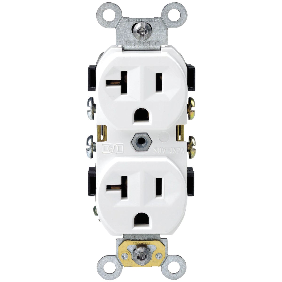 Leviton 20A White Heavy-Duty 5-20R Duplex Outlet Image 4