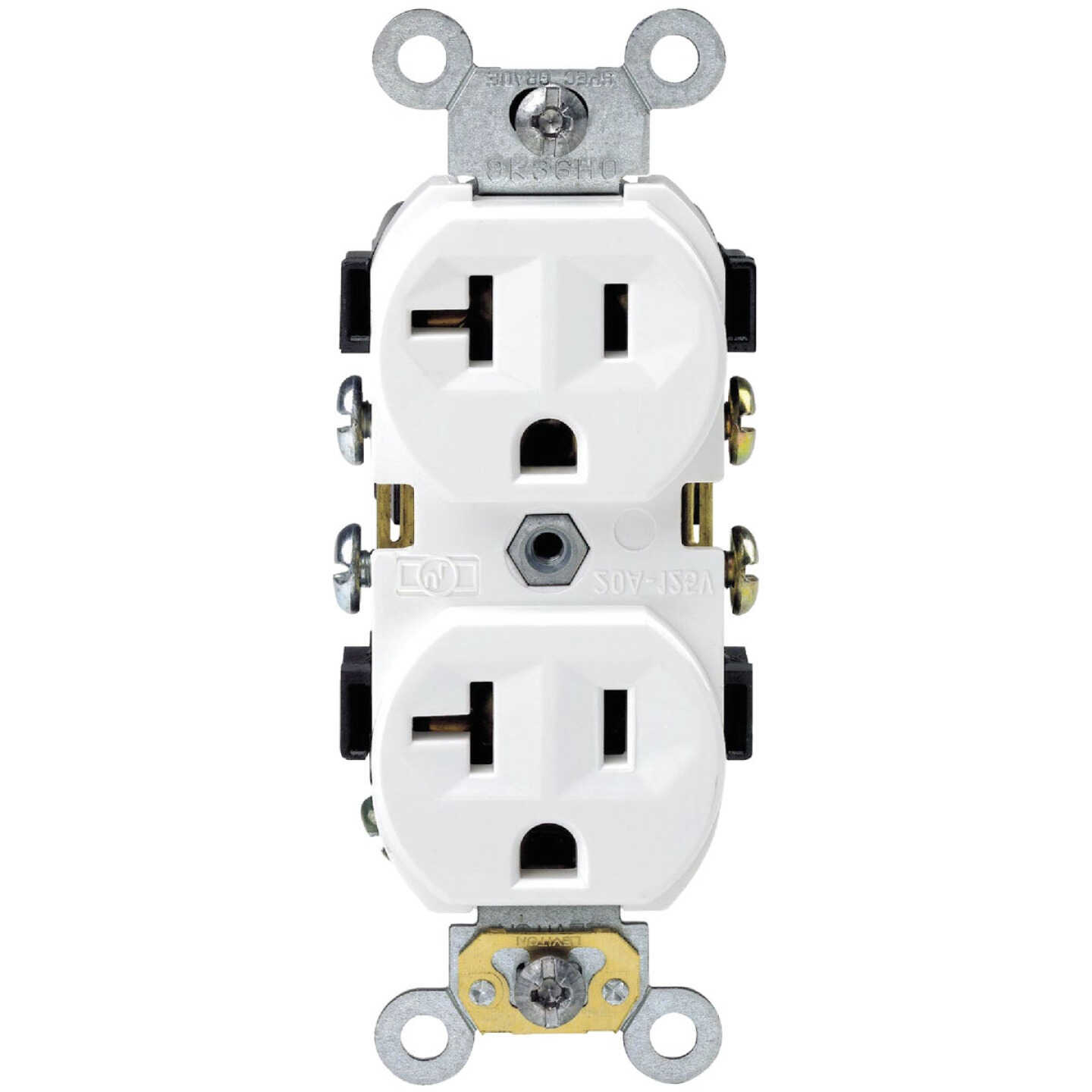 Leviton 20A White Heavy-Duty 5-20R Duplex Outlet Image 4