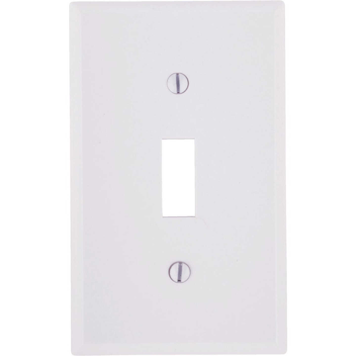 Leviton 1-Gang Plastic Toggle Switch Wall Plate, White Image 1