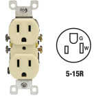 Leviton 15A Ivory Shallow Grounded 5-15R Duplex Outlet Image 1