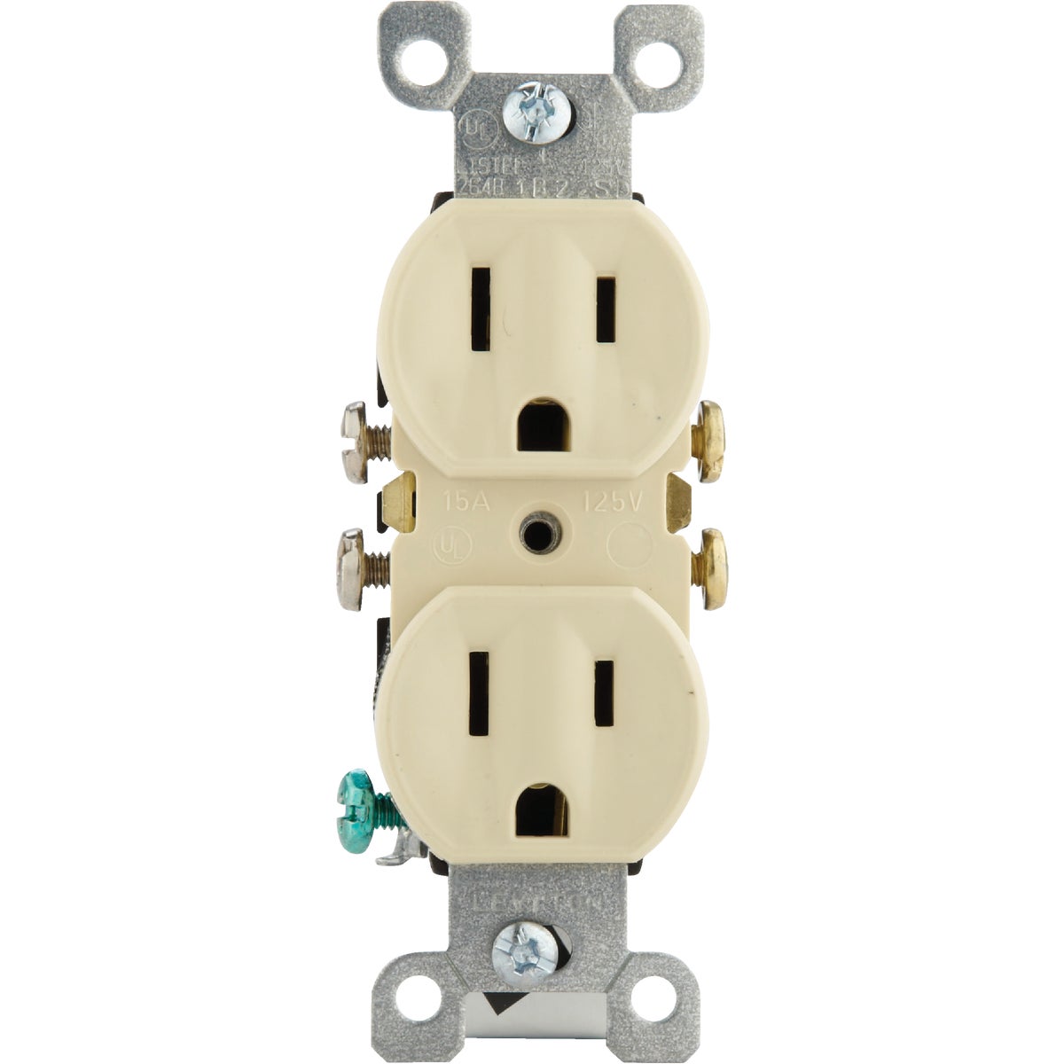 Leviton 15A Ivory Shallow Grounded 5-15R Duplex Outlet Image 2