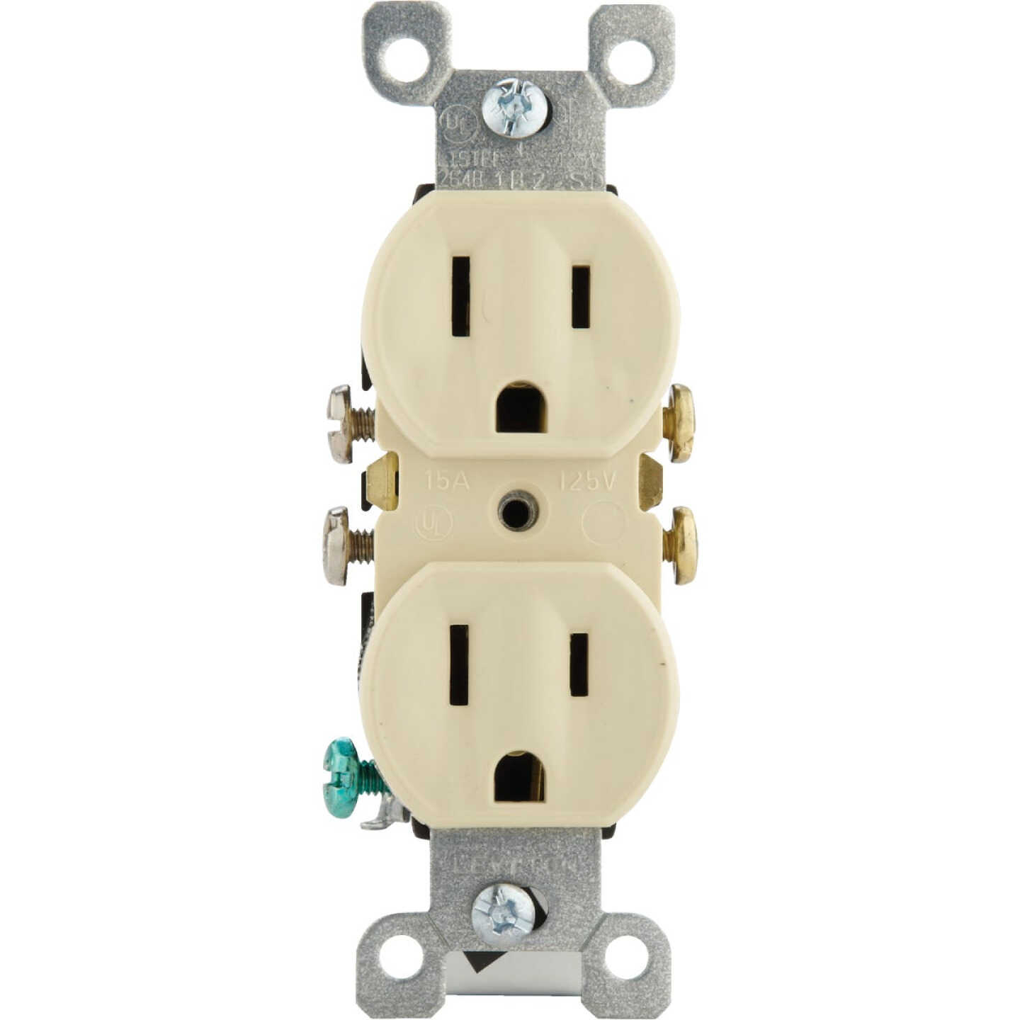 Leviton 15A Ivory Shallow Grounded 5-15R Duplex Outlet Image 2