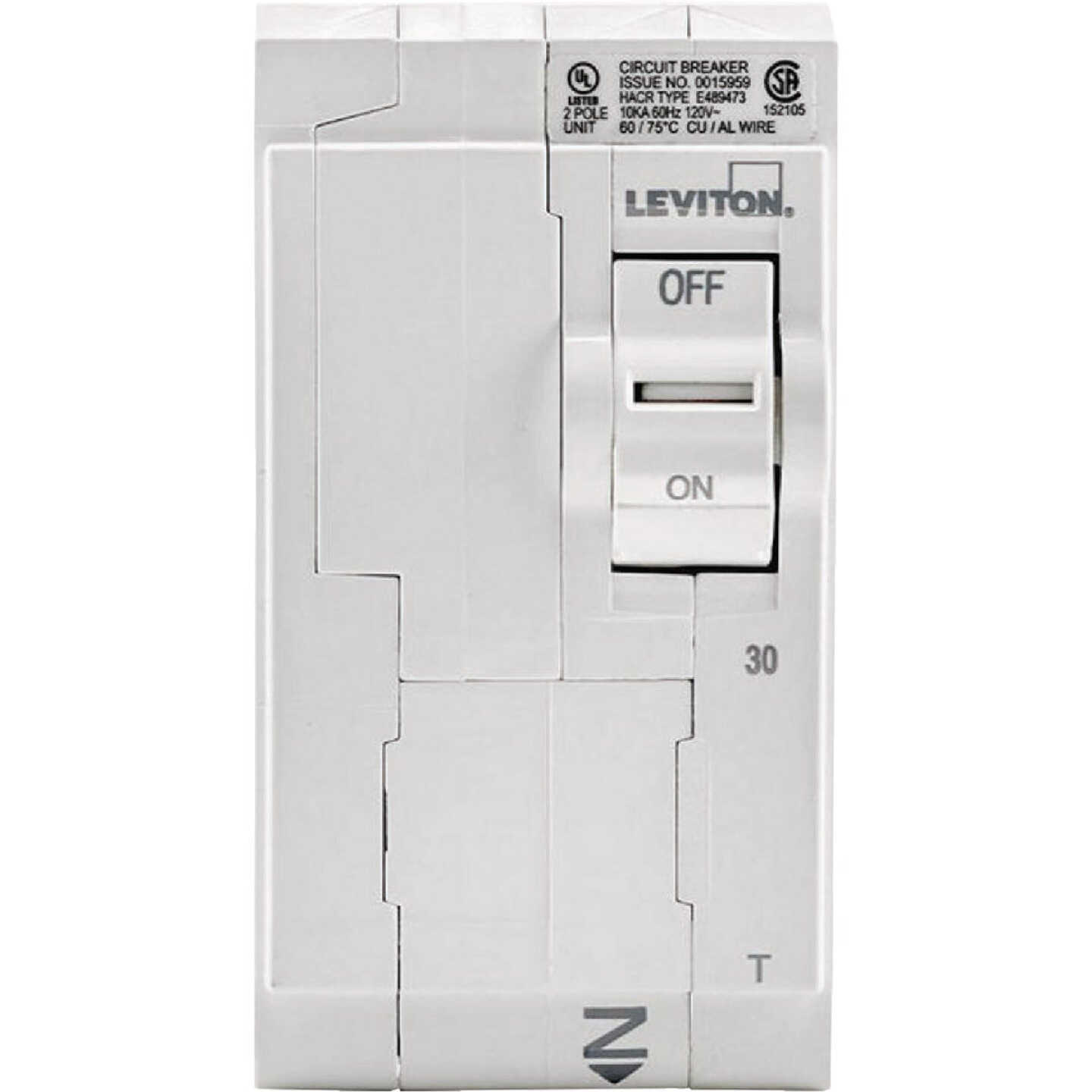 Leviton 30A Double-Pole Plug-On Standard Branch Thermal Magnetic Trip Circuit Breaker Image 2