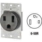 Leviton 50A Flush Mount Black 6-50R Welder Power Outlet Image 1