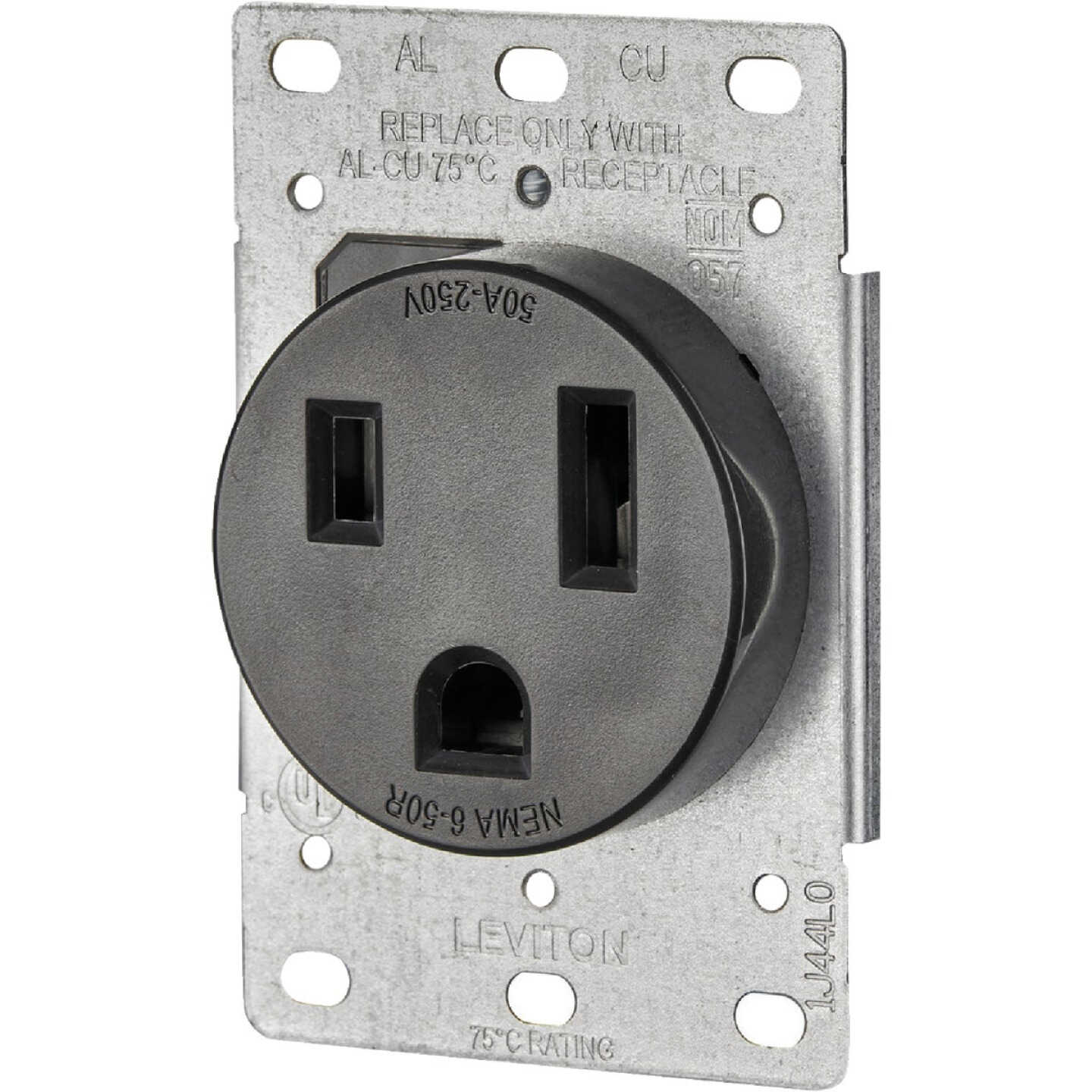 Leviton 50A Flush Mount Black 6-50R Welder Power Outlet Image 2