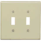 Leviton 2-Gang Thermoplastic Nylon Mid-Way Toggle Switch Wall Plate, Ivory Image 1
