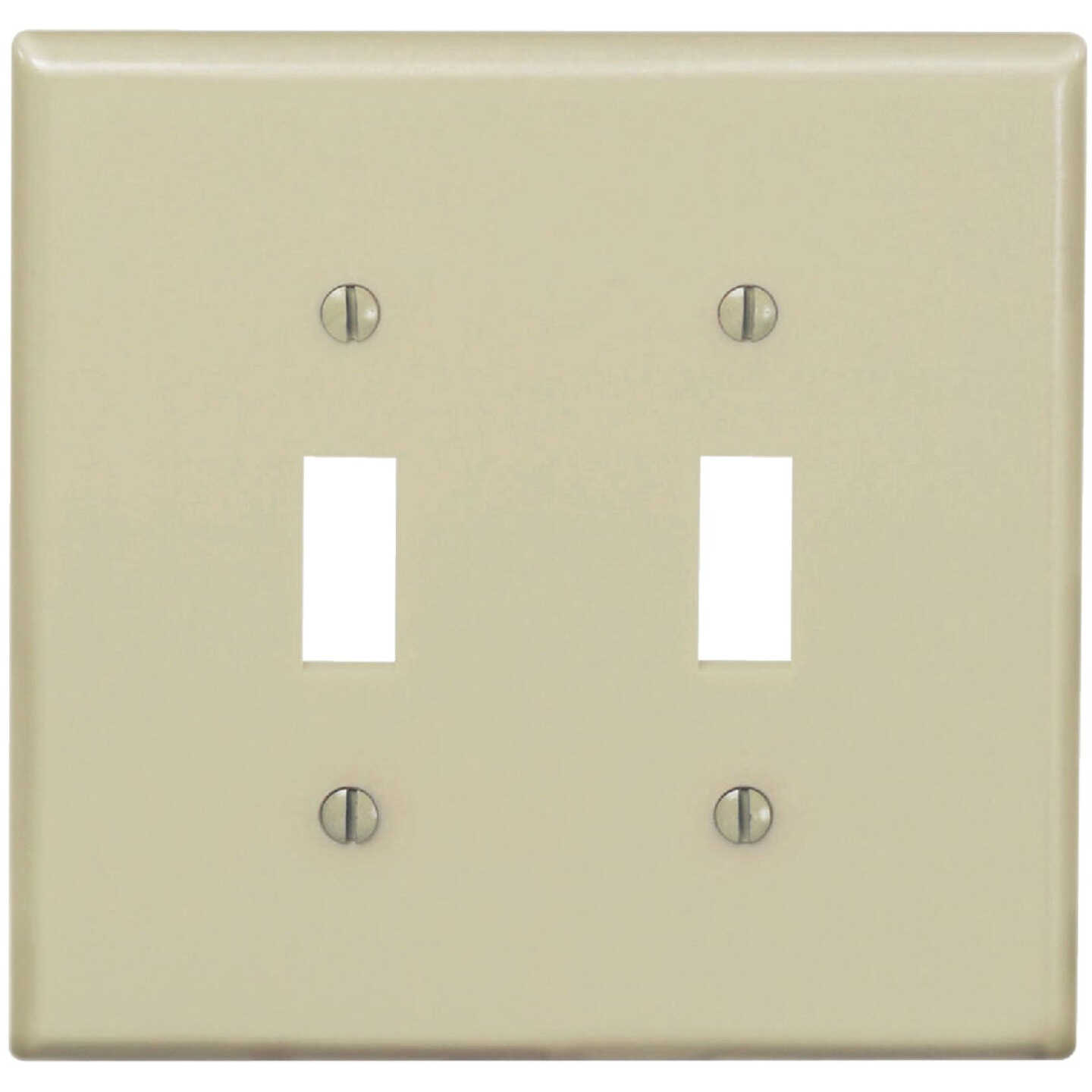 Leviton 2-Gang Thermoplastic Nylon Mid-Way Toggle Switch Wall Plate, Ivory Image 1
