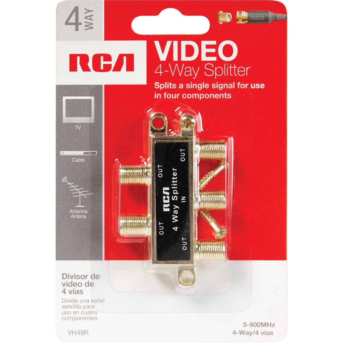 RCA 4-Way Coaxial Splitter Image 2