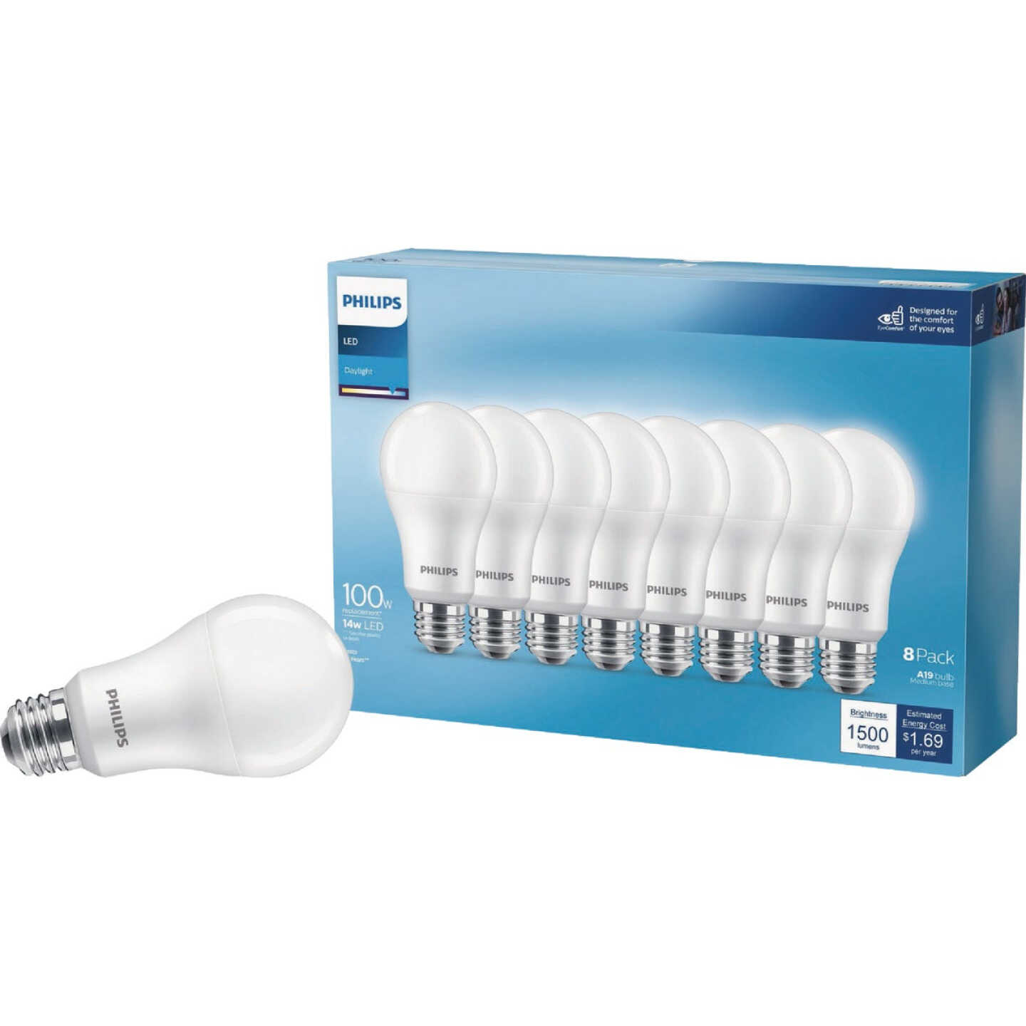 Philips 100W Equivalent Daylight A19 Medium LED Light Bulb (8-Pack) Image 1