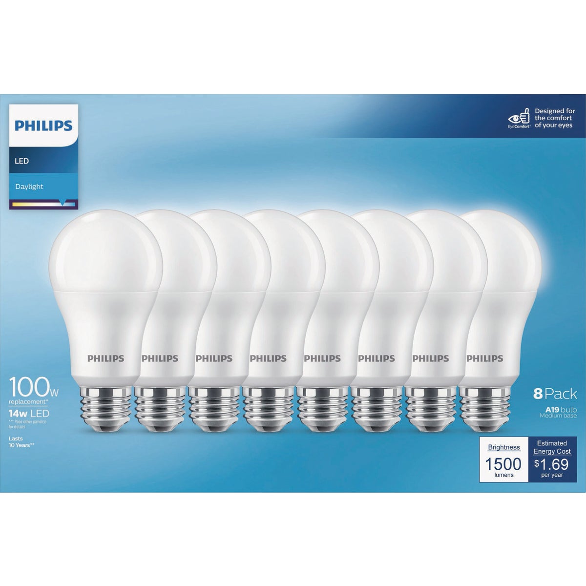 Philips 100W Equivalent Daylight A19 Medium LED Light Bulb (8-Pack) Image 2