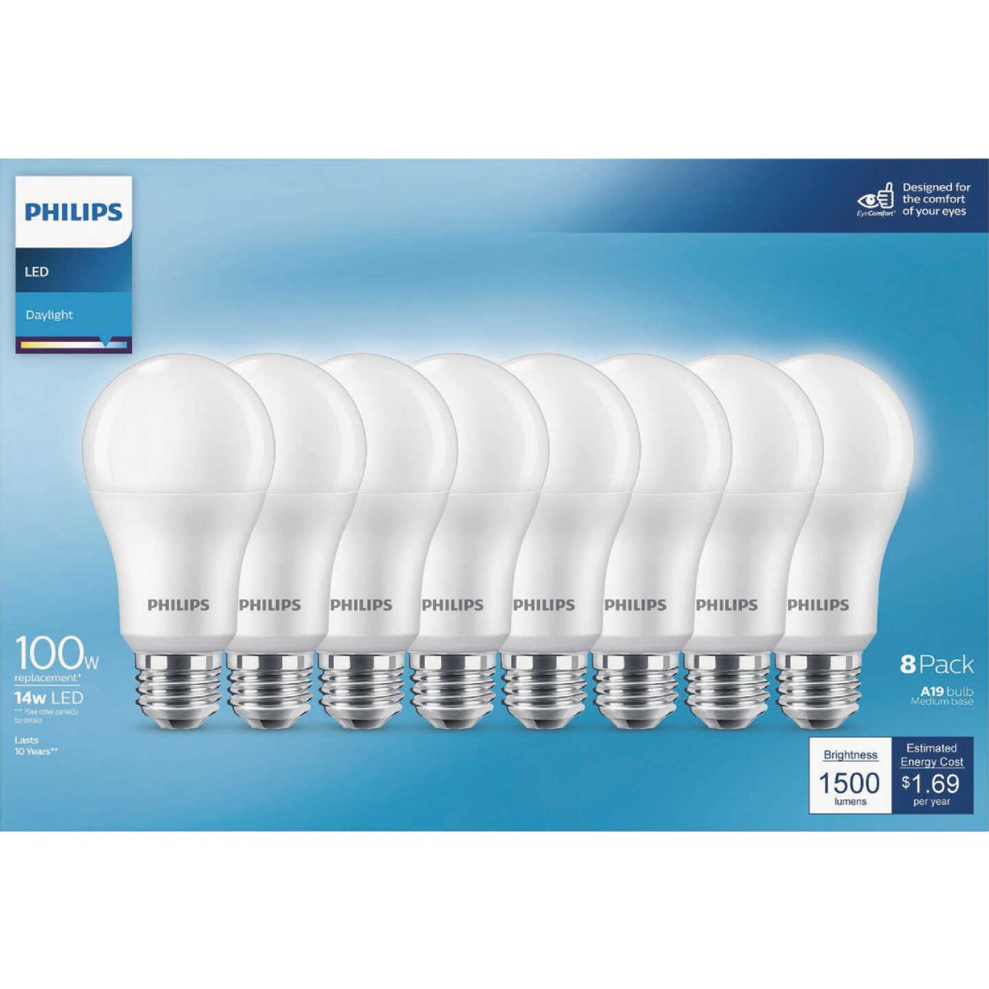 Philips 100W Equivalent Daylight A19 Medium LED Light Bulb (8-Pack) Image 2