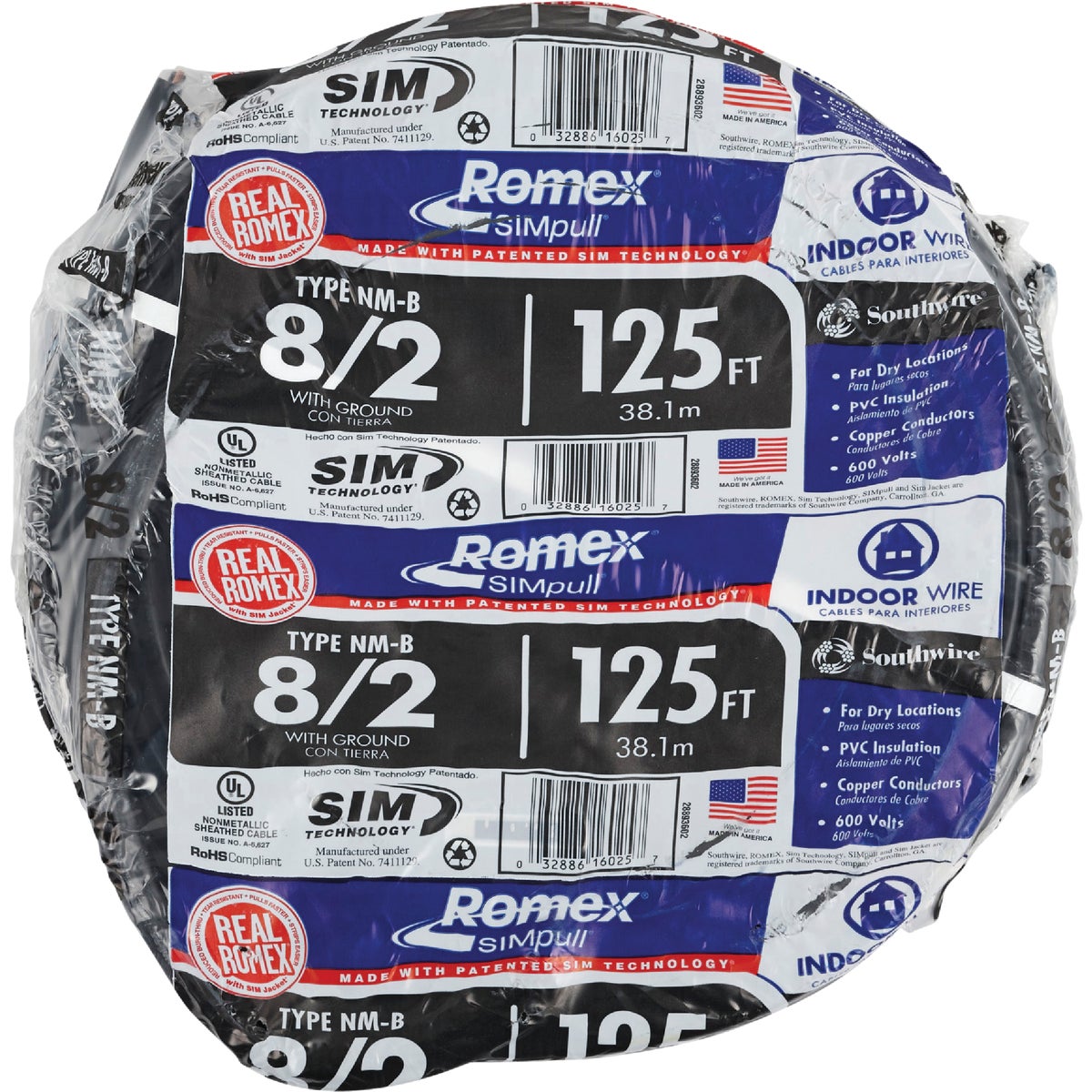 Romex 125 Ft. 8/2 Stranded Black NMW/G Electrical Wire Image 2